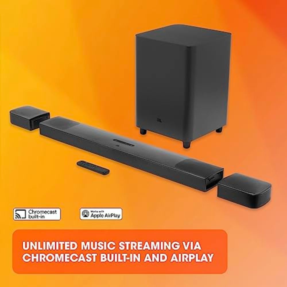 jbl bar 9.1 channel soundbar system with surround speakers and dolby atmos, black