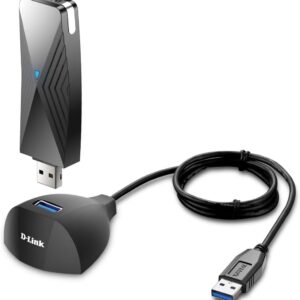 d link usb wifi 6 adapter ax1800 usb 3.0 dual band long range mu mimo wireless internet network for desktop pc laptop windows (dwa x1850 b1) black