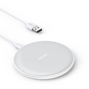 anker 313 wireless charger (pad), qi certified, 10w max fast charging for samsung, compatible with iphone 16 plus/15 plus/14 plus/12, airpods (no ac adapter, not magsafe magnetic charging compatible)