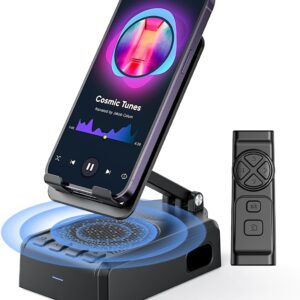 aikela bluetooth speaker with video scrolling remote and phone stand, phone speaker amplifier, stereo sound, adjustable holder, gifts for men women teens