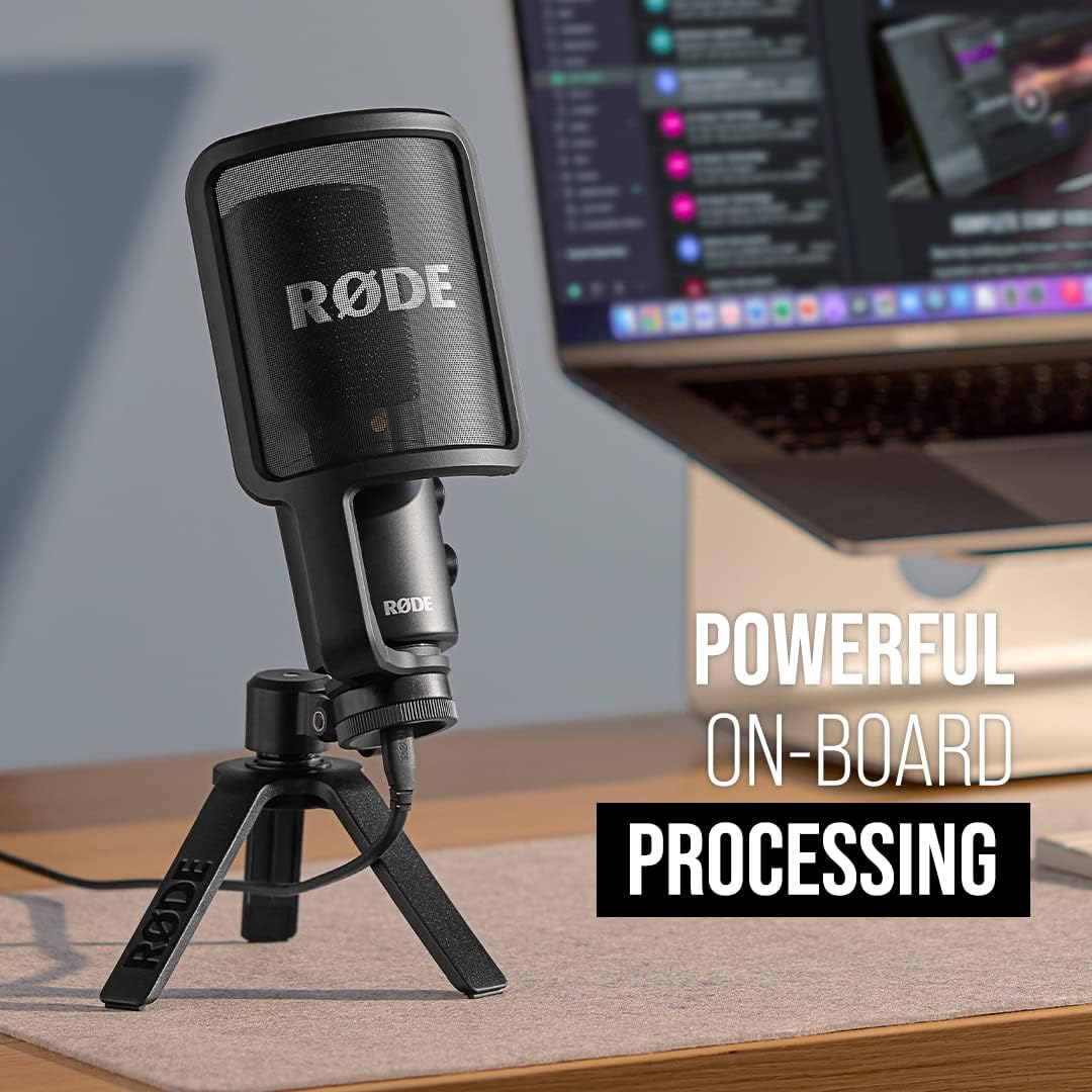 rØde nt usb+ professional grade usb condenser microphone for recording studio quality audio directly to a computer or mobile device, black