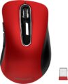 memzuoix 2.4G Wireless Mouse, 1400 DPI Mobile Optical Cordless Mouse with USB Receiver, Portable Computer Mice for Laptop, PC, Desktop, MacBook, 5 Buttons, Red
