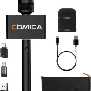 comica revo s wireless handheld microphone, professional handheld interview mic for iphone16 15, android phones laptops pc with usb c plug, reporter mic for content creators, interviews, reporting