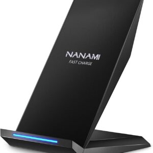 Fast Wireless Charger, NANAMI 15W Qi Certified Wireless Charging Stand Compatible iPhone 16/15/15 Pro/15 Plus/15 Pro Max/14/14 Pro/13/12, for Samsung Galaxy S25/S24/S23/S22/S21 and Qi-Enabled Phone