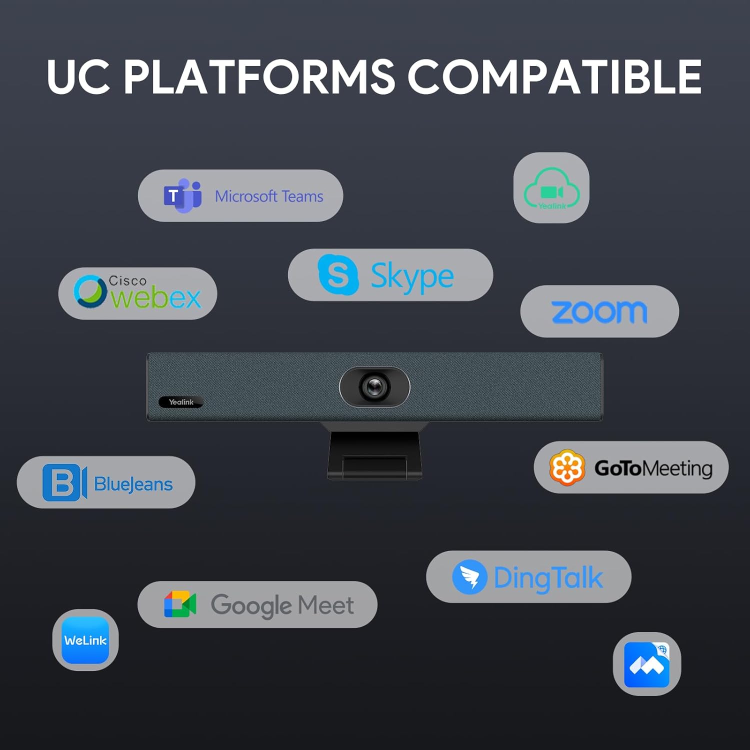 yealink 4k usb video conference camera 120° wide angle, microphone, speaker, auto framing, for pc meetings, microsoft teams & zoom