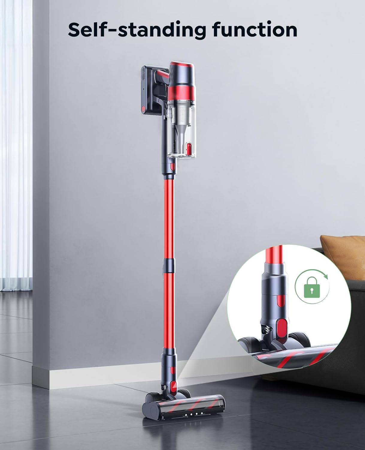 cordless vacuum cleaner, 600w/50kpa stick vacuum, 65 mins runtime rechargeable vacuum, wall mount charging, auto mode, self standing vacuum cleaner for home with 3.3ft hose for pet hair carpet floor