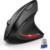 tecknet ergonomic mouse, wireless bluetooth vertical mouse, 4800 dpi optical tracking, 6 adjustable dpi, quiet clicks, 2.4ghz with usb a receiver, 6 buttons, wide compatibility black