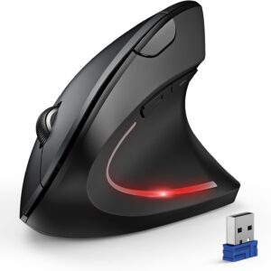 tecknet ergonomic mouse, wireless bluetooth vertical mouse, 4800 dpi optical tracking, 6 adjustable dpi, quiet clicks, 2.4ghz with usb a receiver, 6 buttons, wide compatibility black