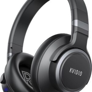 kvidio active noise cancelling headphones, 70 hours playtime bluetooth headphones wireless with microphone, transparency mode, deep bass and hi fi stereo sound over ear for travel office