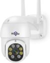 hiseeu 2k 3mp ptz security camera outdoor,wifi camera, auto tracking&light alarm floodlight & color night vision,two way audio, plug in cable,compatible wireless camera system