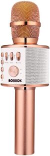 bonaok wireless bluetooth karaoke microphone,3 in 1 portable handheld karaoke mic speaker machine home party birthday for all smartphones pc(q37 rose gold)