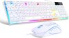 gaming keyboard and mouse combo, k1 rgb led backlit keyboard with 104 key for pc/laptop(white)