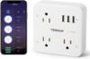smart plug outlet extender compatible with alexa google home, tessan wifi plug with 3 smart outlets 3 usb ports, wall surge protector power strip 900j, voice and smartlife control, only 2.4 ghz wi fi
