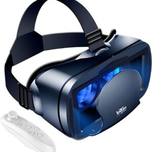 VR Headset,3D VR Glasses Virtual Reality Goggles Anti-Blue Light for iPhone & Android Compatible 5.0-7.0 inch,3D Headset Helmets with Controller,for Movies & Games(Black)