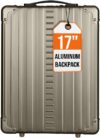 all aluminum lightweight 17" hybrid backpack for men & women, fits 15" laptop, premium hard shell backpack for business travel with rfid blocker for tech, executive, gamers, photographer (bronze)