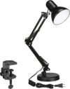 torchstar metal desk lamp with clamp, swing arm, architect adjustable gooseneck table lamp, clip desk lights for home office, work, study, reading, e26 base, multi joint, black
