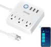 ghome smart plug power strip, wifi surge protector work with alexa google home, smart outlets with 3 usb 3 charging port, multi plug extender for home office cruise travel and christmas light, 10a