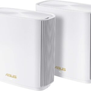 asus zenwifi xt9 ax7800 tri band wifi6 mesh wifisystem (2pack), 802.11ax, up to 5700 sq ft & 6+ rooms, aimesh, lifetime free internet security, parental controls, 2.5g wan port, unii 4, white