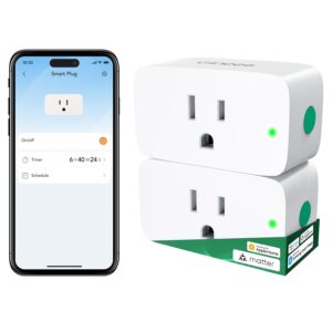 winees alexa smart plugs, wifi plugs compatible with alexa, smart outlet 15a/1800w max, app remote control, timer&schedule, 2.4g wi fi only, 2 pack