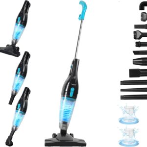 intercleaner corded vacuum cleaner, 15kpa powerful suction with 400w motor, 12 in 1 lightweight bagless stick vac with handheld, ultra quiet, for hardwood floor carpet car pet hair