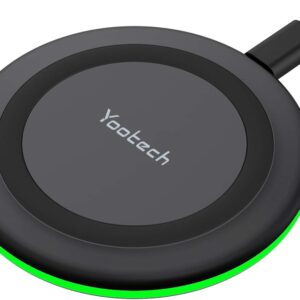 yootech wireless charger,10w max fast wireless charging pad compatible with iphone 16e/16/16 plus/16 pro max/15/14/13/se 2022/12/11/x/8,samsung galaxy s22/s21/s20,for airpods pro 2(no ac adapter)