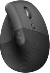 logitech lift vertical ergonomic mouse, wireless bluetooth or usb receiver, quiet clicks, 4 buttons, right hand wireless mouse, windows/macos/ipados, laptop, pc graphite