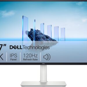 dell 27 plus 4k monitor s2725qs 27 inch 4k (3840 x 2160) 120hz 16:9 display, ips panel, amd freesync premium, srgb 99%, integrated speakers, 1500:1 contrast ratio, comfortview plus ash white