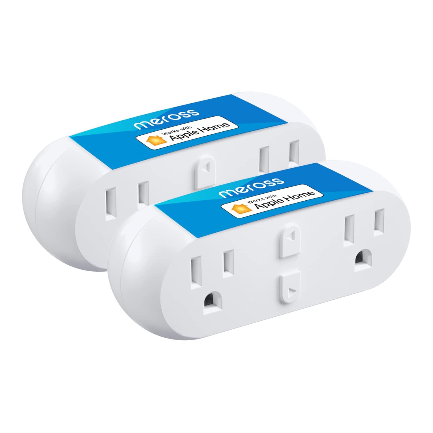 meross wifi dual smart plug 15a smart outlet supports apple homekit, siri, alexa, echo and smartthings, 2 in1, voice & remote control, timer, no hub required, 2.4g, 2 pack