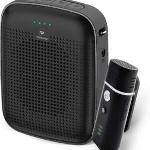 voice amplifier with wireless lapel microphone personal megaphone for teachers, 15w portable mini bluetooth pa system and clip on lavalier mic for classroom, speech, yoga, tour guide a006