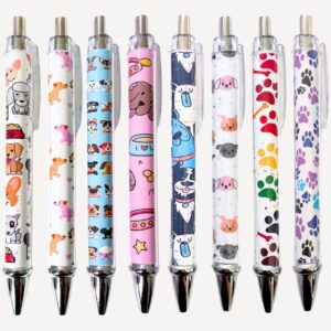 yj premiums 8pc dog writing pens veterinary ballpoint ink pen set for dogs lovers doggie people kawaii puppy paw print vet med school supplies students stationary animal for men women themed gifts