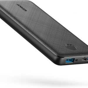 anker power bank(powercore 10k),compact travel ready 10,000mah battery pack with poweriq charging technology,5v/3a high speed charging for iphone,ipad,and more (usb c input and output（black），1pack)