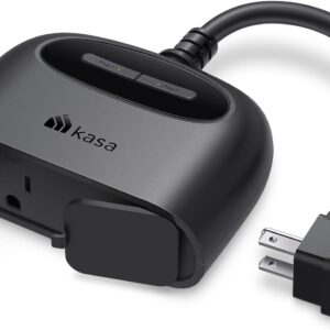 kasa outdoor smart plug, smart home wi fi outlet with 2 sockets, ip64 weather resistance, compatible with alexa, google home & ifttt, no hub required, etl certified(ep40), black