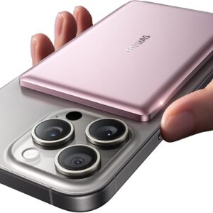 torras minimag power bank, ultra slim 5,000mah wireless portable charger with usb c cable, fast charging magnetic battery pack, magsafe compatible for iphone 16/15/14/13/12, azalea pink