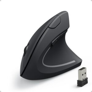 anker 2.4g wireless vertical ergonomic optical mouse for work, multi device connectivity, 800/1200 /1600 dpi, 5 buttons for laptop, desktop, pc, macbook black