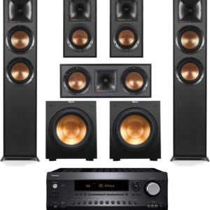 Klipsch Reference 5.2 Home Theater System, Bundle 2X R-625FA Floorstanding 2X R-12SW Subwoofer, R-52C Center, R-41M Bookshelf Speakers, and Integra DRX 3.4 100W 9.2-Channel 8K Network AV Receiver
