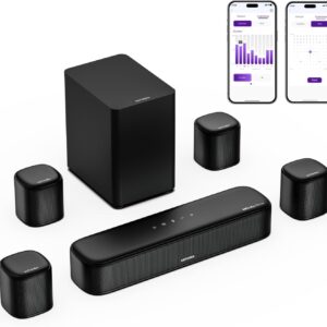 ultimea 7.1ch sound bar with dolby atmos, surround sound system for tv with 4 surround speakers, sound bar for smart tv with app control, soundbar with subwoofer for home theater, hdmi earc, aura a60