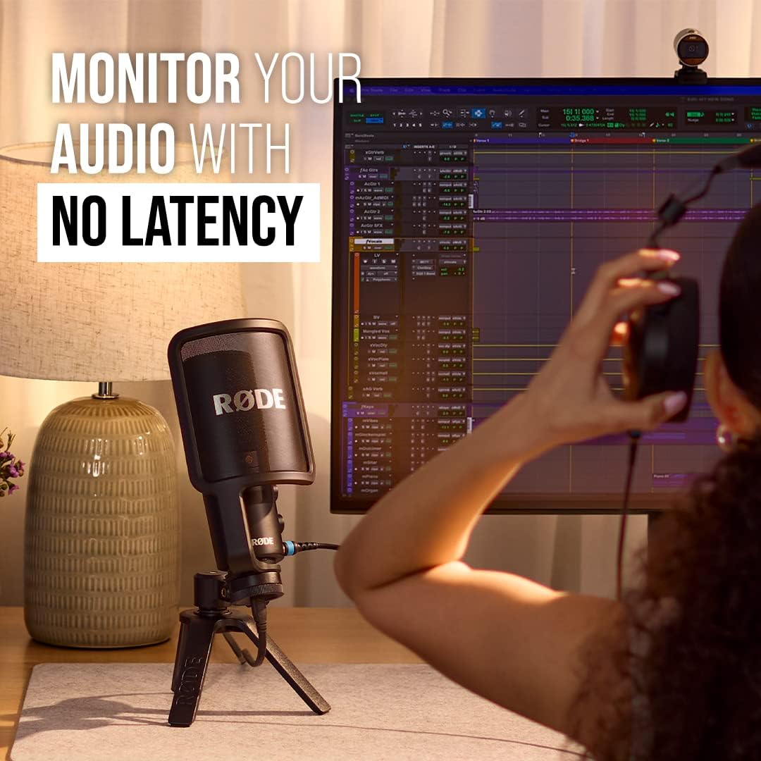 rØde nt usb+ professional grade usb condenser microphone for recording studio quality audio directly to a computer or mobile device, black