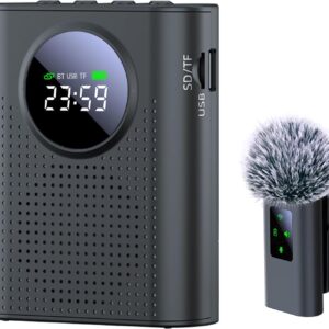 voice amplifier with magnetic wireless lapel microphone, 15w mini megaphone for classroom, portable speaker pa system for teachers, elderly, yoga, tour guide, bluetooth voice amplifier