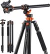 k&f concept 90 inch/230cm ultra high camera tripod,horizontal overhead shooting travel tripods with metal ball head 10kg load capacity,detachable monopod, for indoor and outdoor use t254a7+bh 28l