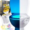 toilet bowl night light unique cool gadget with motion sensors & multi color led funny gag gifts for men, dad, husband, boyfriend fun birthday present for him