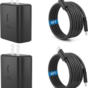 2025 new 45w super fast charger type c usb c android charger with c to c 6ft long type c fast charging cable 2pack for samsung galaxy s25/s25+/s25 ultra/s24/s24+/s24 ultra/s23/s23+/s23 ultra/s22/s21