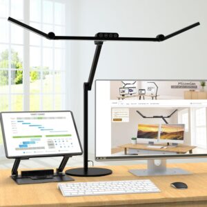 micomlan architect desk lamp with atmosphere lighting, adjustable led desk light for home office with base, 24w bright auto dimming table light with rotatable swing arm for workbench computer