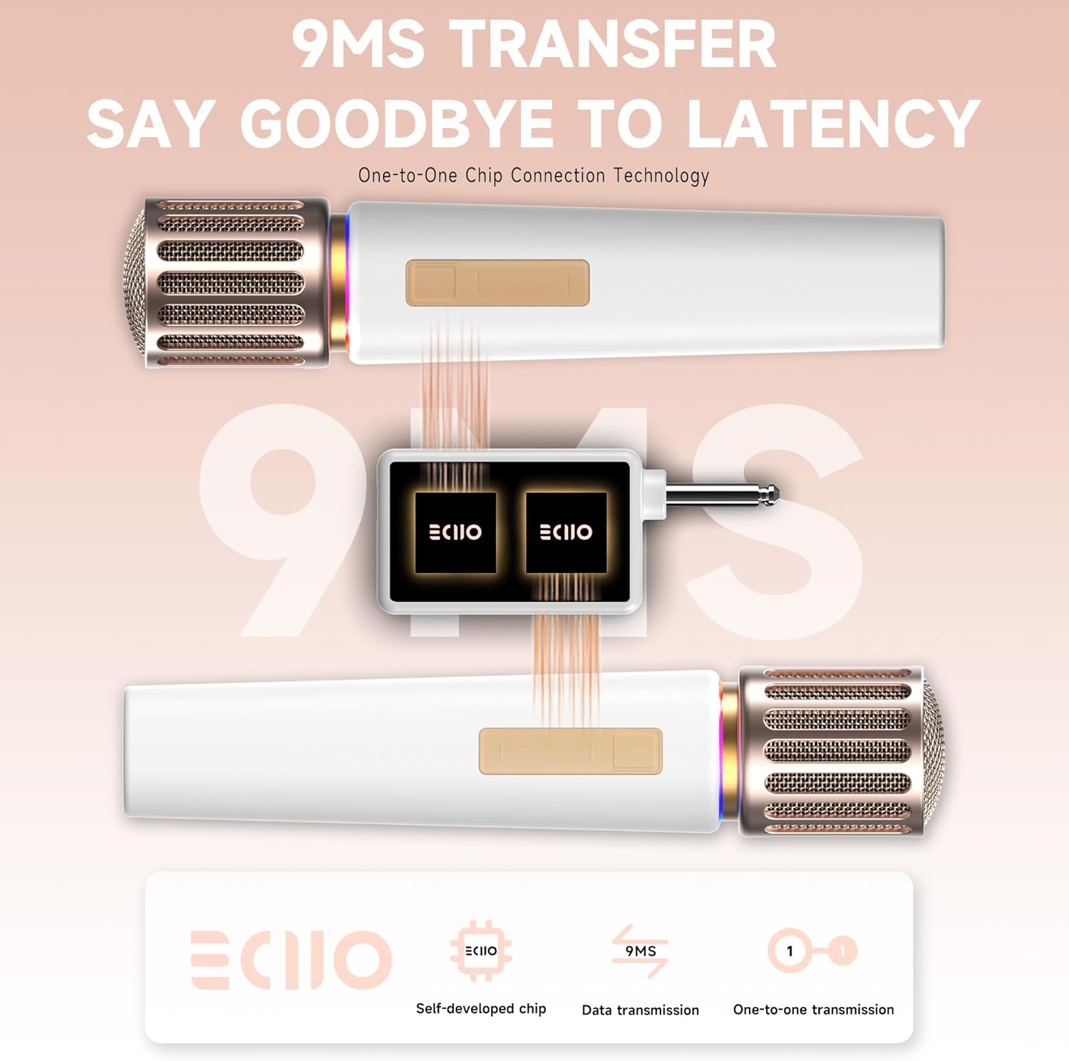 wireless microphones, microphone with one to one chip connection, controllable led lights, 40h duration, 200ft range free sing, volume control microphone for singing, speech, home party, youtube