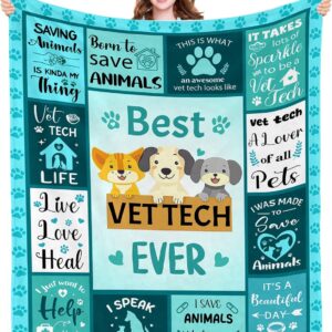 vet tech blanket gifts for women, vet techs appreciation gifts, best present for boys and kids on birthday christmas warm throw blanket for sofa, for holiday, birthday, 50x60 in