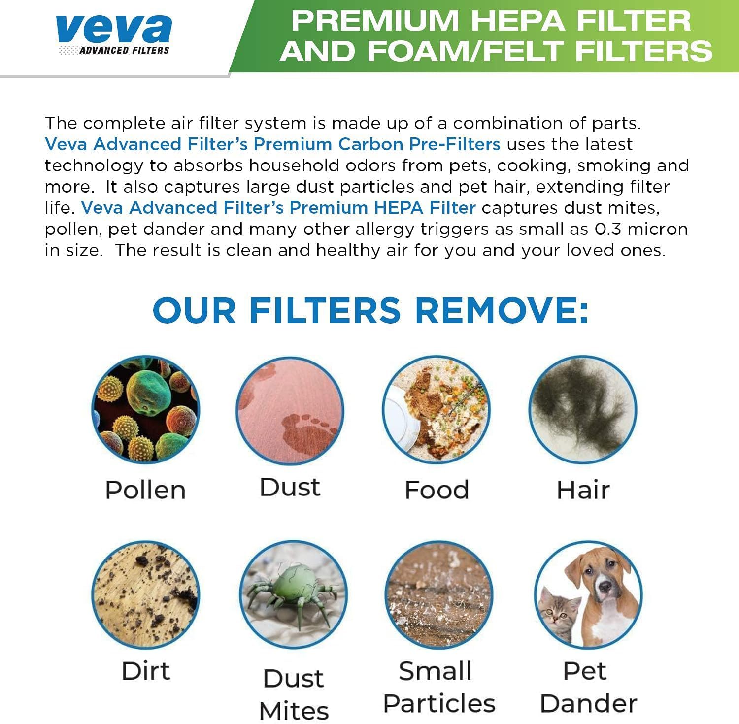veva complete premium vacuum filter set including 2 hepa, 4 foam, 4 felt filters 10 pieces total for shark navigator rotator professional upright model nv70, nv71, nv80, nvc80c, nv90, nv95 & uv420