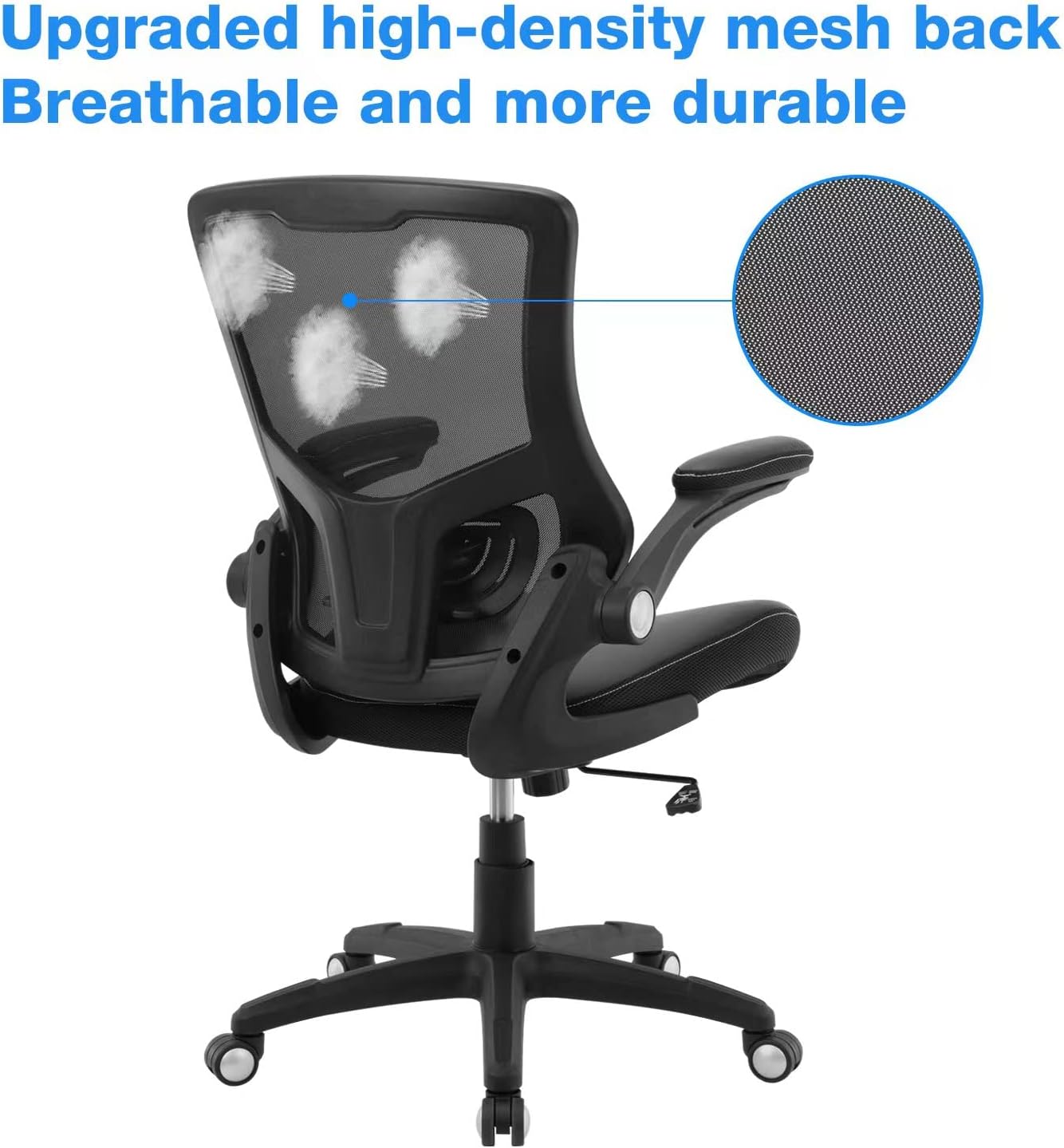 office chair ergonomic desk chair, computer pu leather home office chair, swivel mesh back adjustable lumbar support flip up arms executive task chair