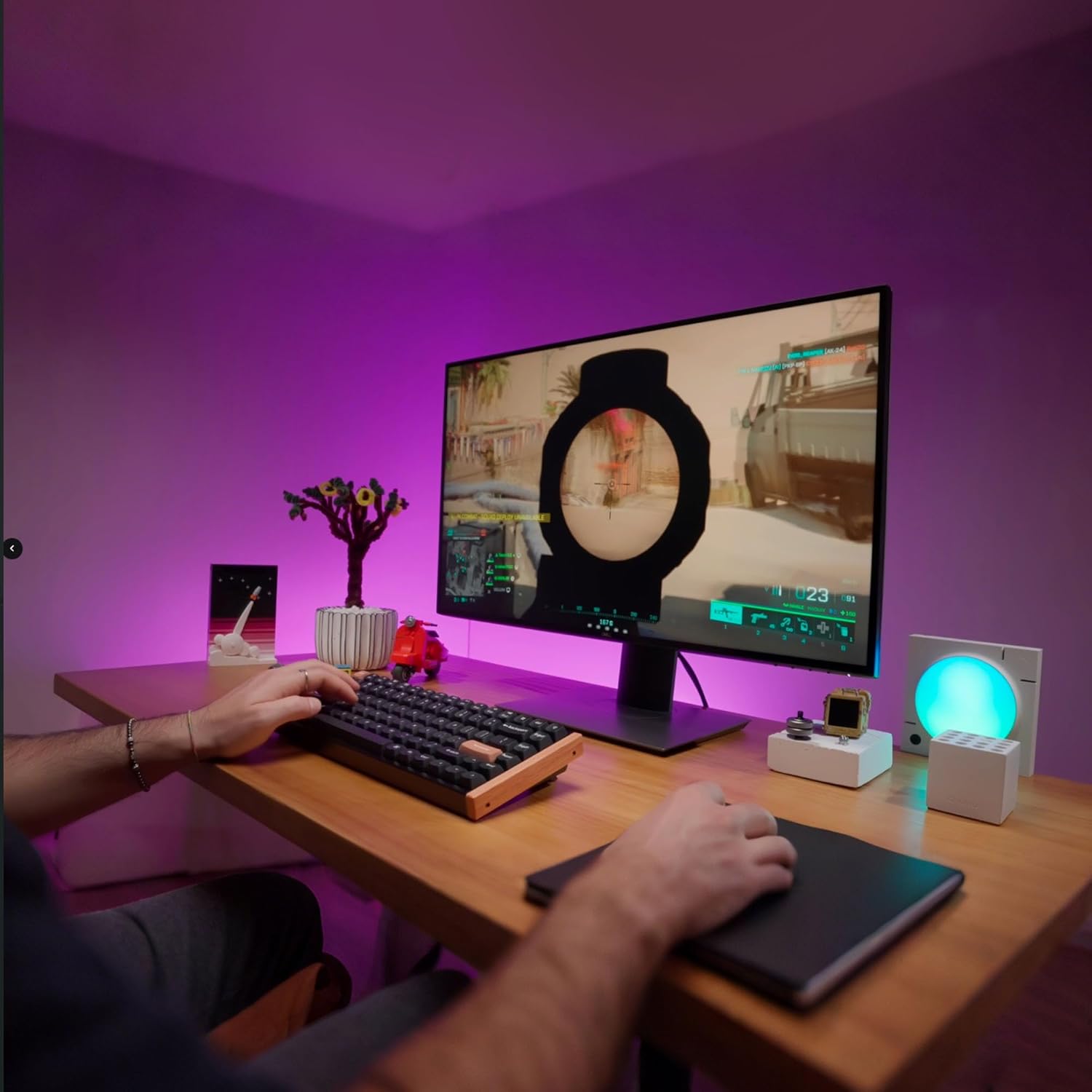 keychron k2 he rapid trigger wireless custom mechanical keyboard with hall effect gateron double rail magnetic switch, qmk 2.4 ghz bluetooth 5.2 rgb compatible with mac windows linux (aluminum + wood)