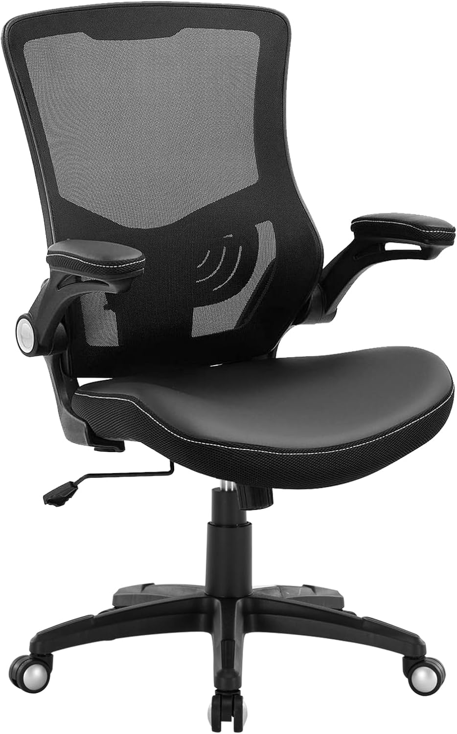 office chair ergonomic desk chair, computer pu leather home office chair, swivel mesh back adjustable lumbar support flip up arms executive task chair