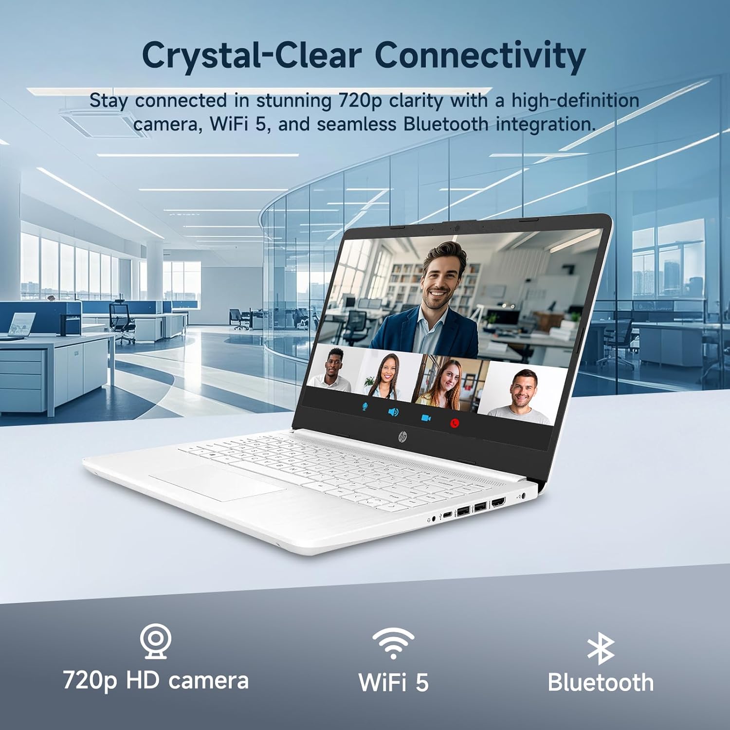 hp 14" ultral light laptop for students and business, intel quad core, 8gb ram, 192gb storage(64gb emmc+128gb ghost manta sd card), 1 year office 365, usb c, win 11 s