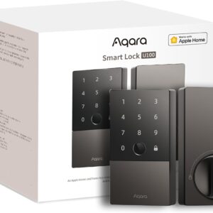Aqara Smart Lock U100, Fingerprint Keyless Entry Door Lock with Apple Home Key, Touchscreen Keypad, Bluetooth Electronic Deadbolt, IP65 Weatherproof, Supports Apple HomeKit, Alexa, Google, IFTTT, Gray